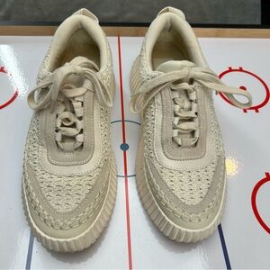 Dolce Vita Dolen Womens Shoes Beige Knit Sneakers Chunky Low Top Fashion US 9